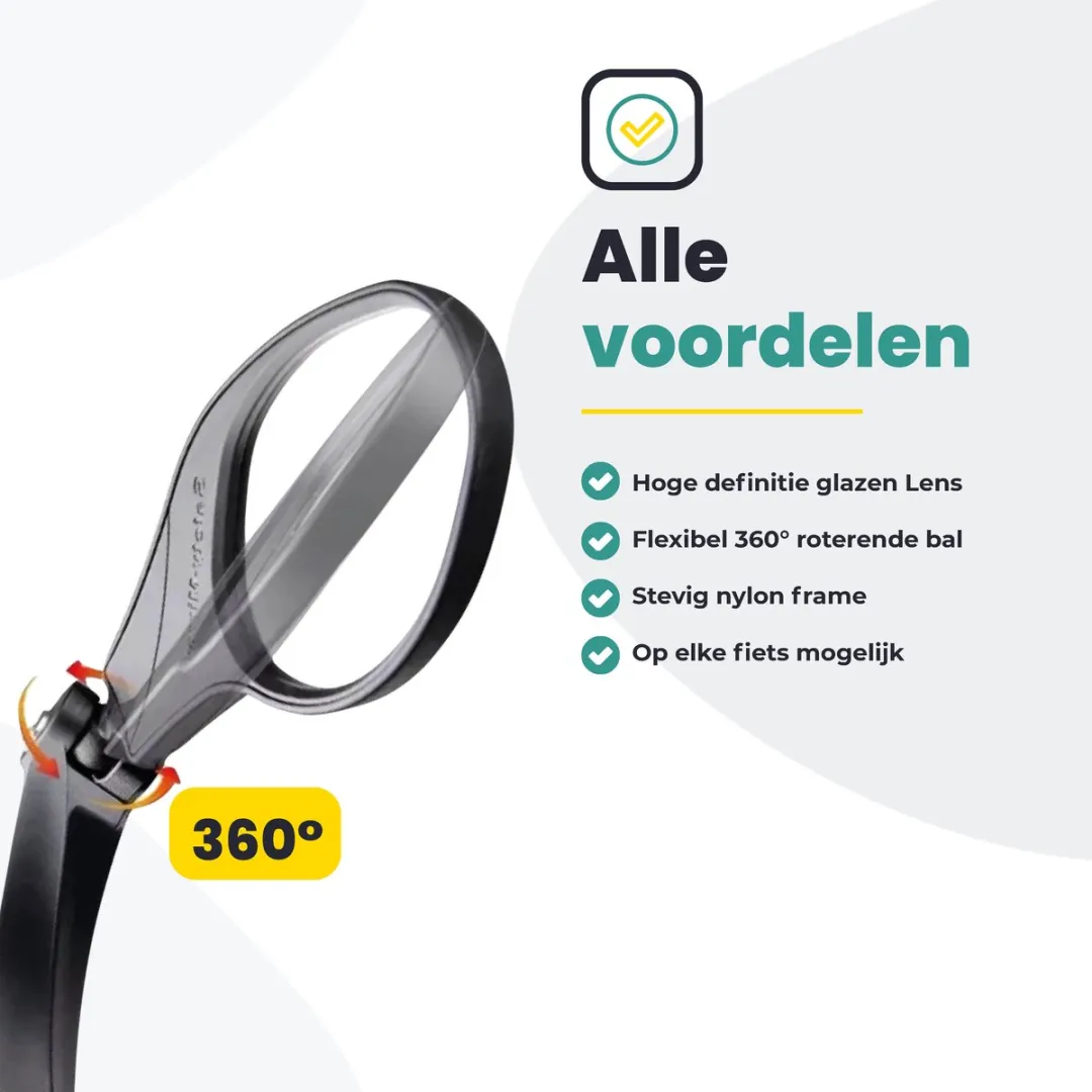 Voltano Fietsspiegel Links Draaibaar 9cm - Zwart