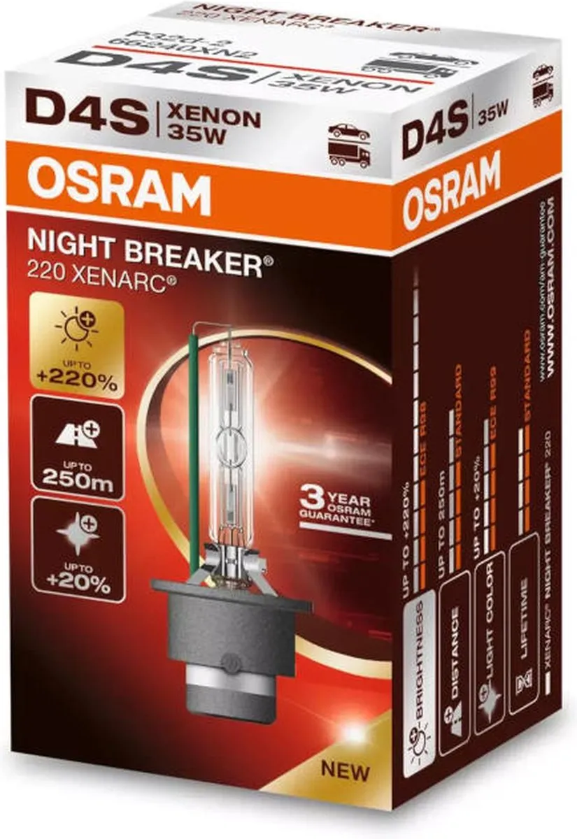 Osram Night Breaker 220 Xenarc D4S Halogeenlamp - Zwart