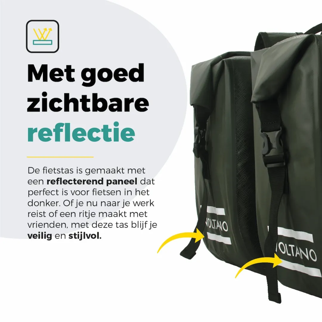 Voltano Dubbele Fietstas Rolltop 48L - Intense Green