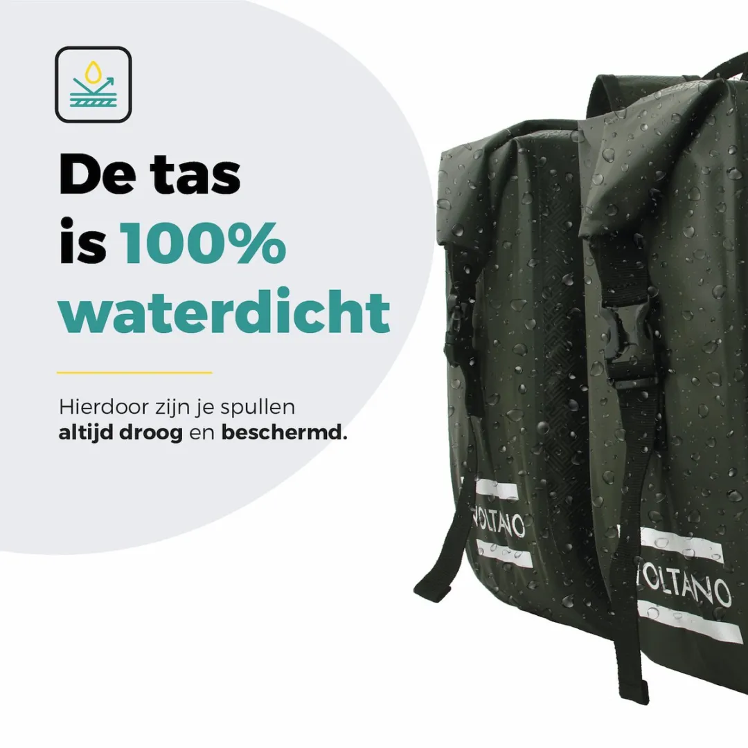 Voltano Dubbele Fietstas Rolltop 48L - Intense Green - afbeelding 6 van 6