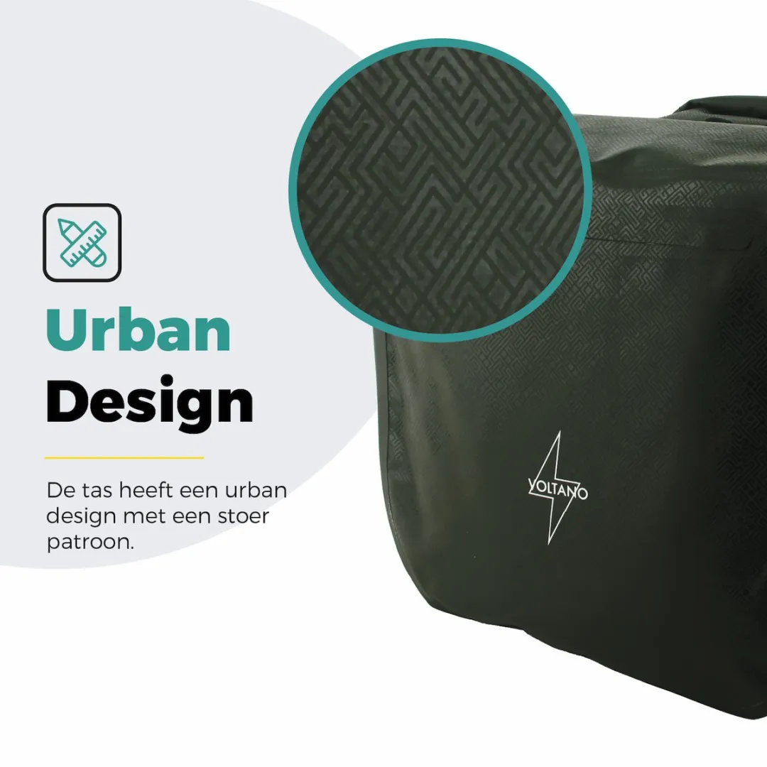 Voltano Dubbele Fietstas Rolltop 48L - Intense Green