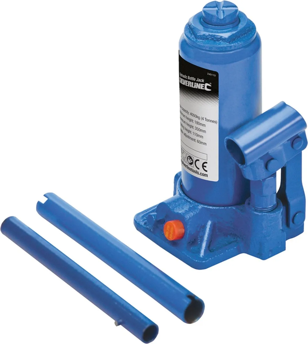Silverline Hydraulische Potkrik 4 Ton - 195-380mm - Blauw