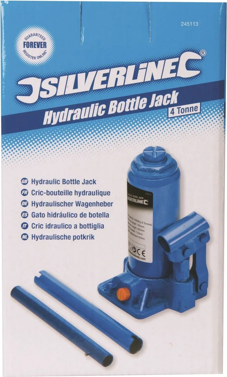 Silverline Hydraulische Potkrik 4 Ton - 195-380mm - Blauw