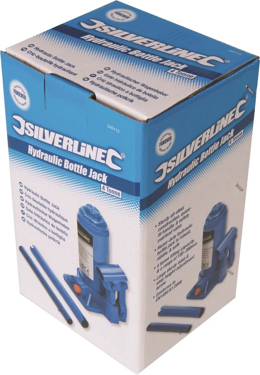 Silverline Hydraulische Potkrik 4 Ton - 195-380mm - Blauw