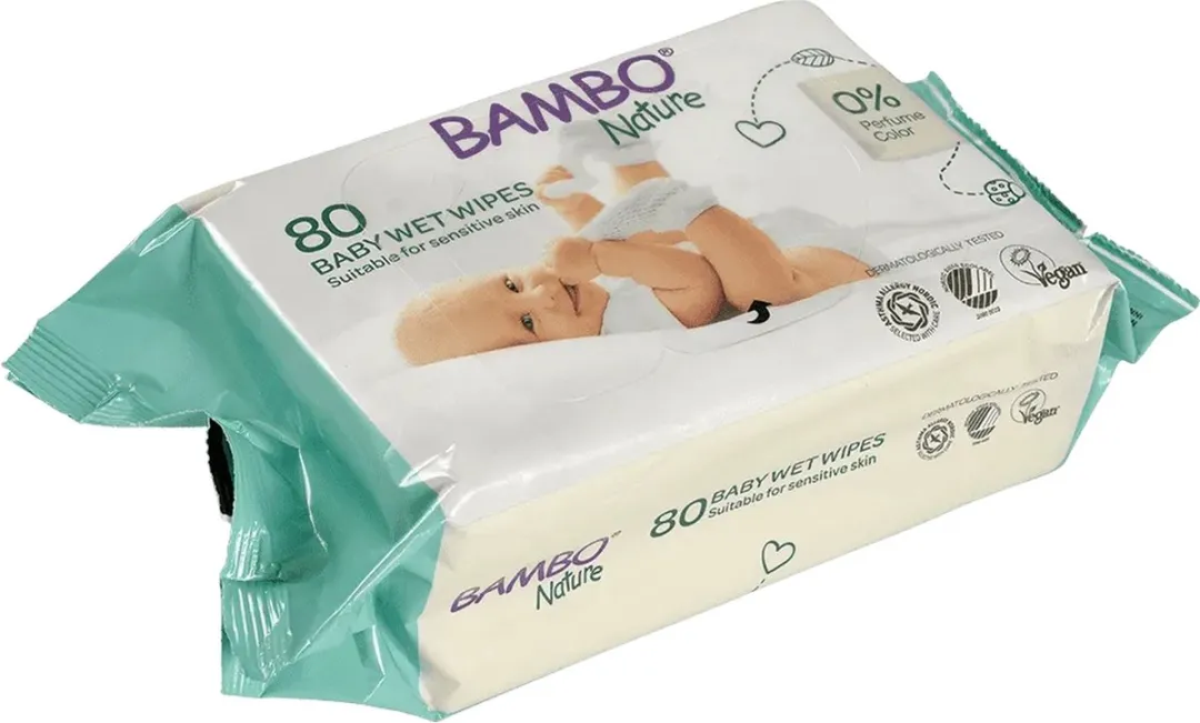 Bamboe Natuur Babydoekjes 80 eenheden|Bamboo Nature Baby Wipes 80 units|Lingettes bébé Bambo Nature 80 unités