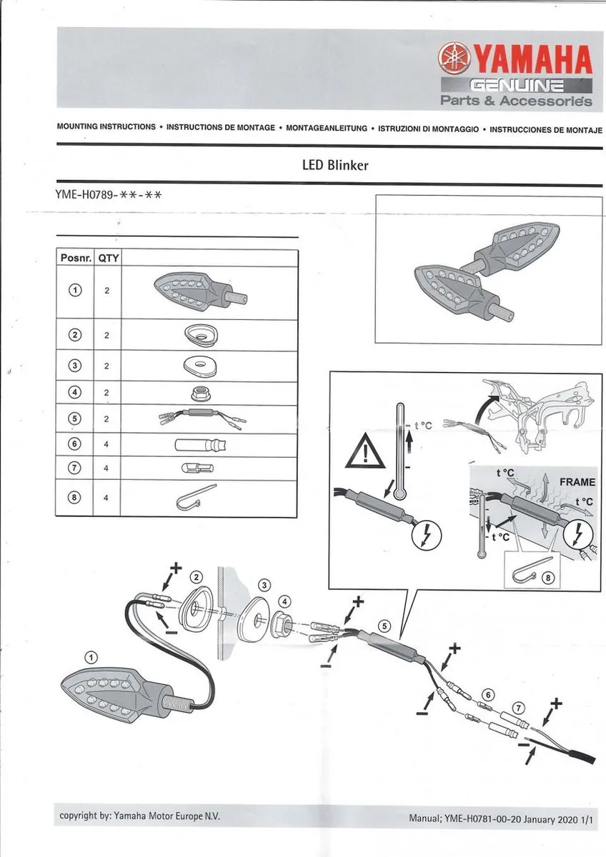 Yamaha YMEH07890030/YMEH07890020 Knipperlichten