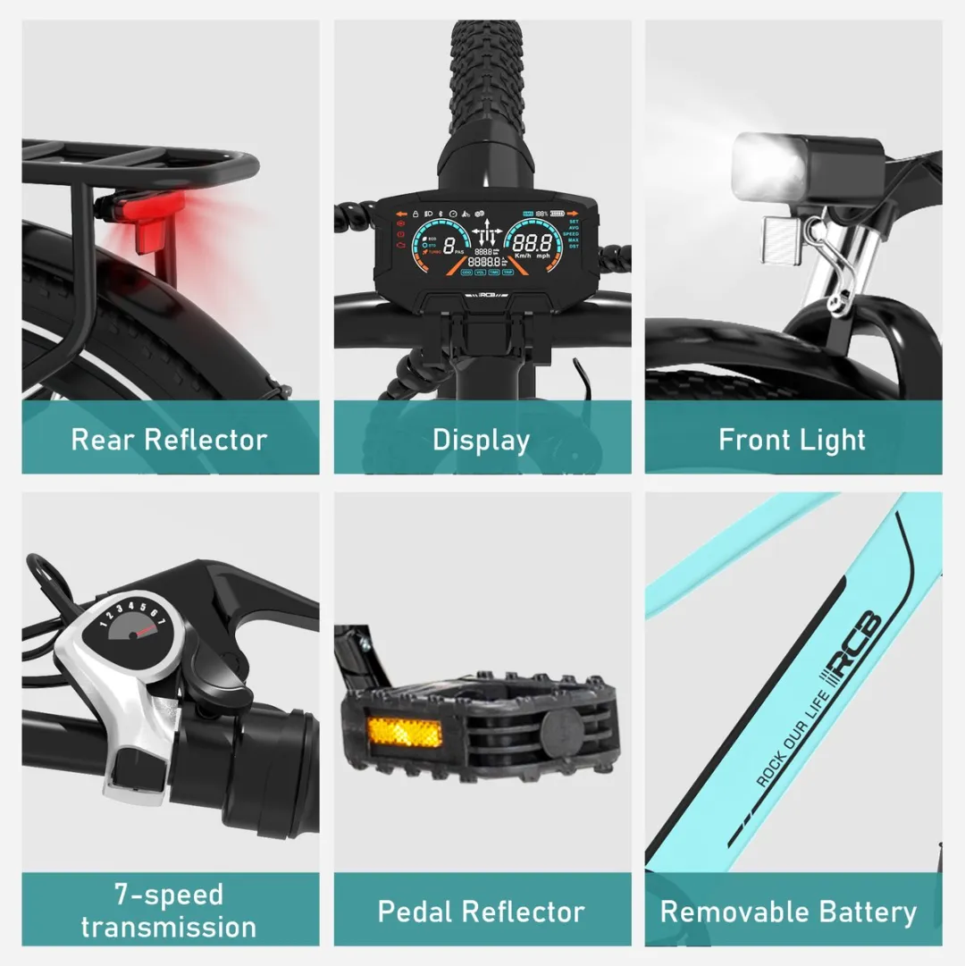 RCB G5 Elektrische Fiets - Lichtgewicht Aluminium Frame - 250W Motor - 36V 13Ah Verwijderbare Batterij - 7 Versnellingen - Met App, NFC & LCD Display - Comfortabel & Roestvrij - Voor Dames en Heren - Actieradius 80km