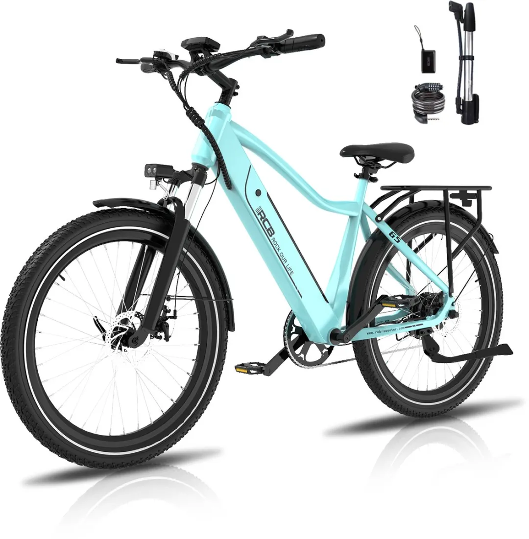 RCB G5 Elektrische Fiets - Lichtgewicht Aluminium Frame - 250W Motor - 36V 13Ah Verwijderbare Batterij - 7 Versnellingen - Met App, NFC & LCD Display - Comfortabel & Roestvrij - Voor Dames en Heren - Actieradius 80km