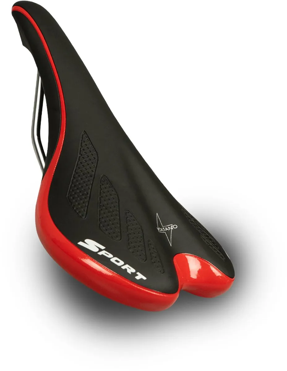 Voltano Race / MTB Fietszadel - Zwart / Rood - Unisex - Mountainbike Zadel - Stevig en Licht