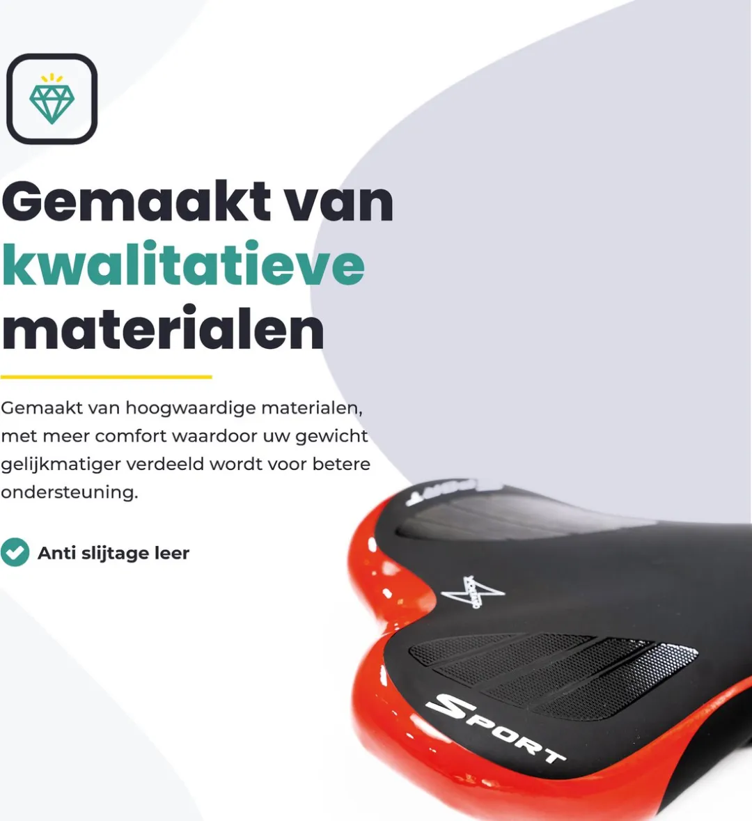 Voltano Race / MTB Fietszadel - Zwart / Rood - Unisex - Mountainbike Zadel - Stevig en Licht