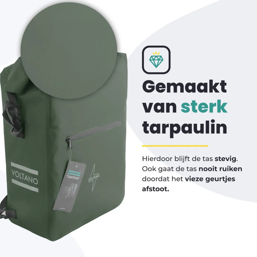 Voltano Luxe Fietstas/Rugtas 28L - Olijfgroen - Waterdicht