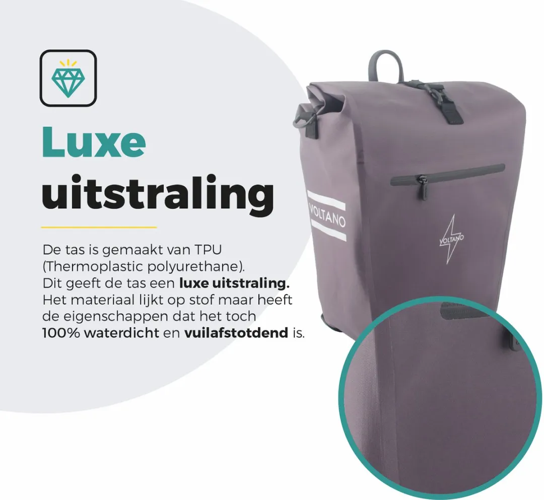 Voltano Luxe E-bike Fietstas 28L - Taupe - Waterdicht
