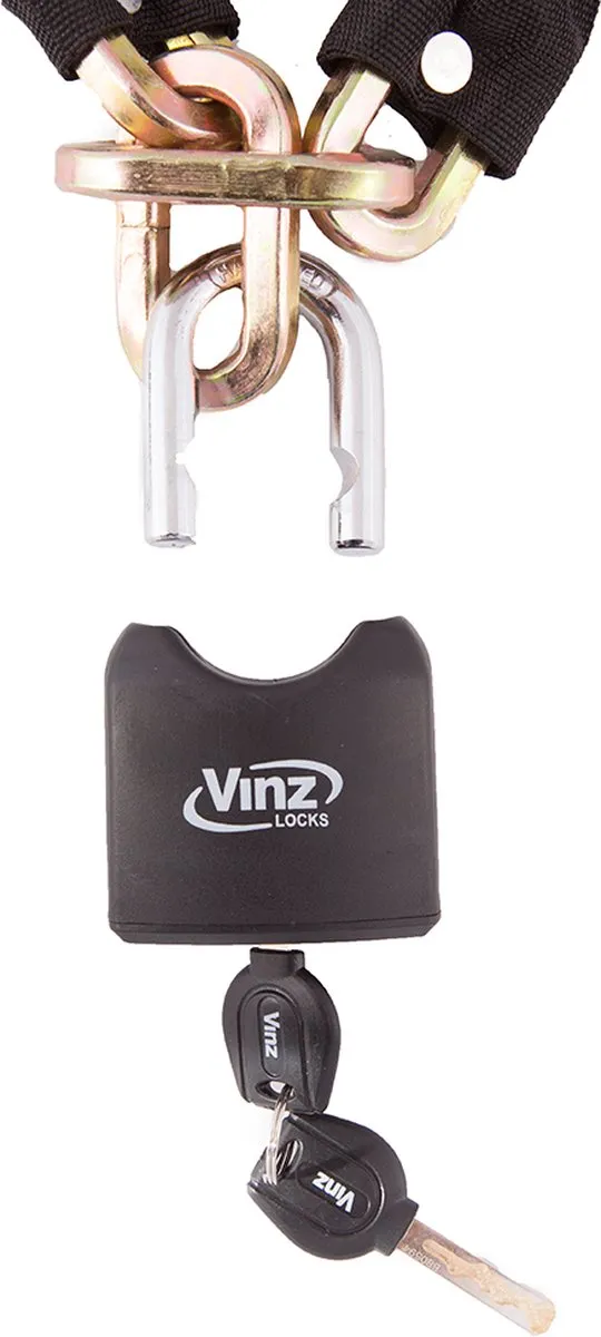 VINZ Toubkal Kettingslot 120cm - ø10mm - Zwart - afbeelding 6 van 6