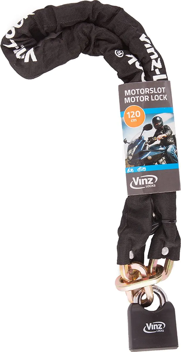 VINZ Toubkal Kettingslot 120cm - ø10mm - Zwart