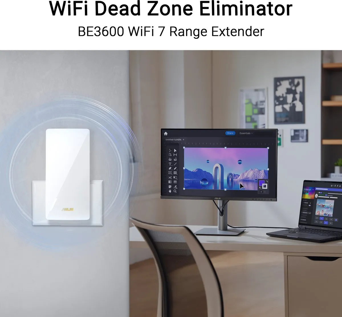 ASUS RP-BE58 WiFi Repeater - WiFi 7 Dual-Band - 4x Ethernet Bianco