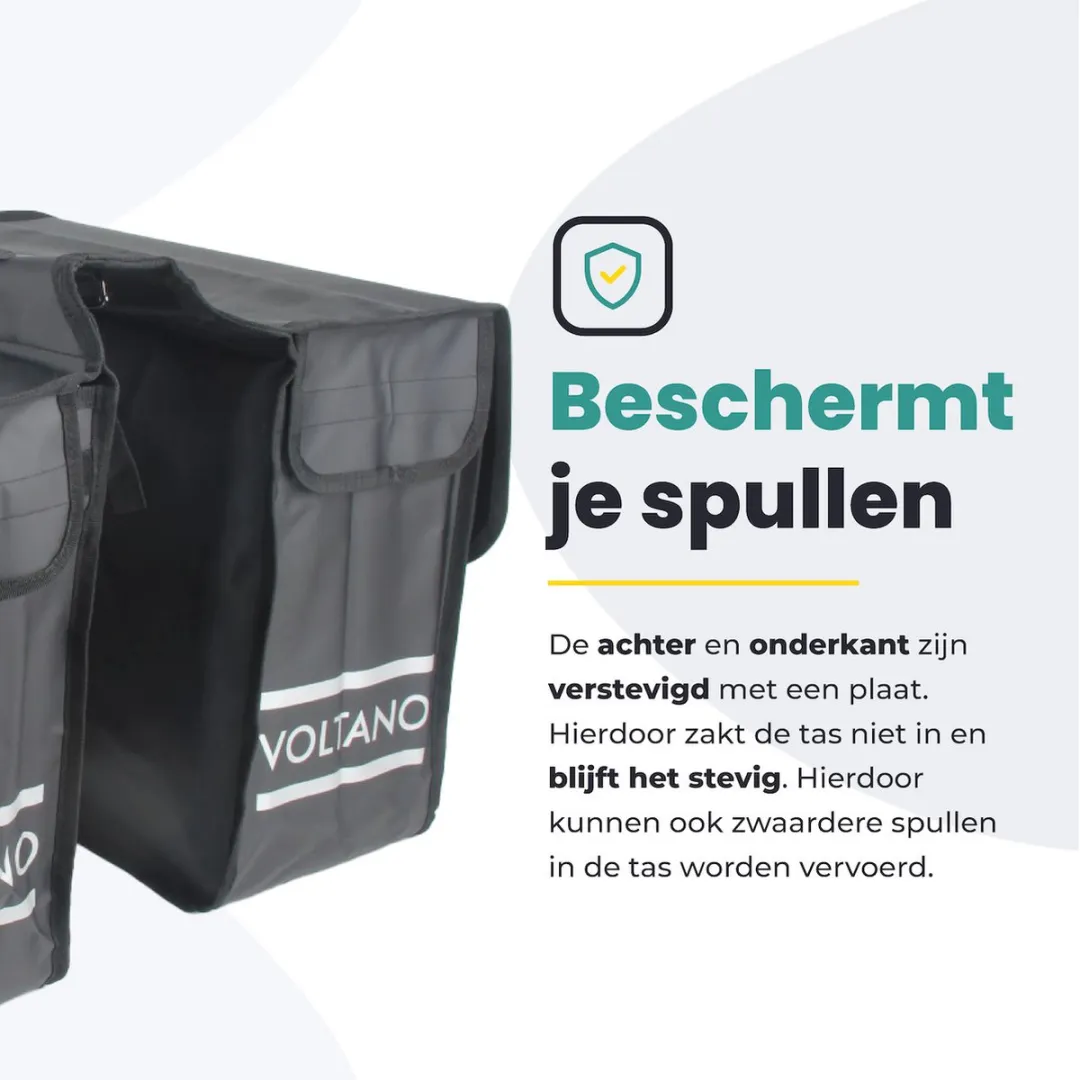 Voltano Dubbele Fietstas City 35L - Zwart - afbeelding 6 van 6