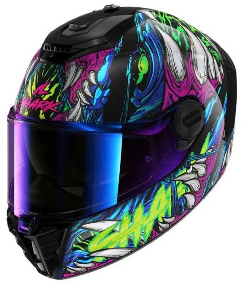 Shark Spartan RS Shaytan Integraal Helm - Maat M - Blauw/Grijs/Groen/Rosa