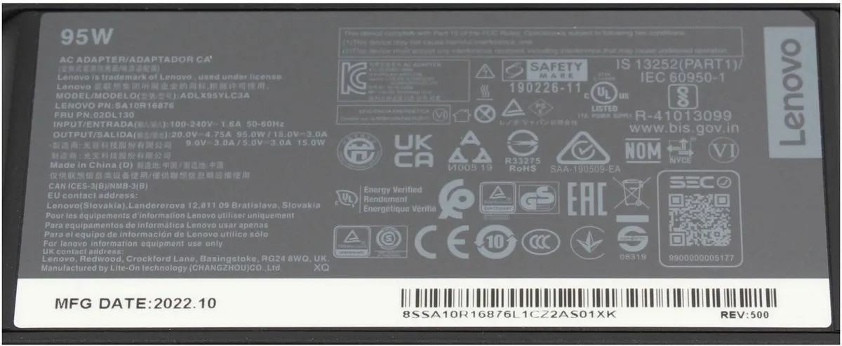 Lenovo GX20Z46239 USB-C Oplader 95W - Zwart