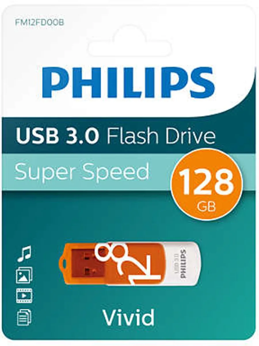Philips Vivid FM12FD00B USB Flash Drive 128GB - Oranje