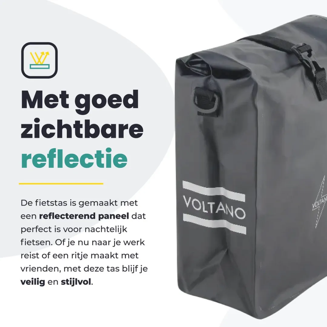 Voltano Fietstas 16L - Zwart - Waterdicht