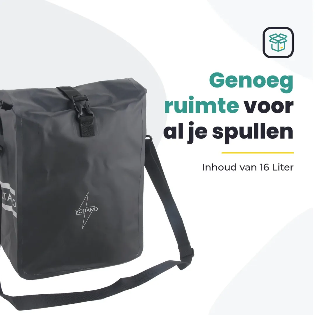 Voltano Fietstas 16L - Zwart - Waterdicht