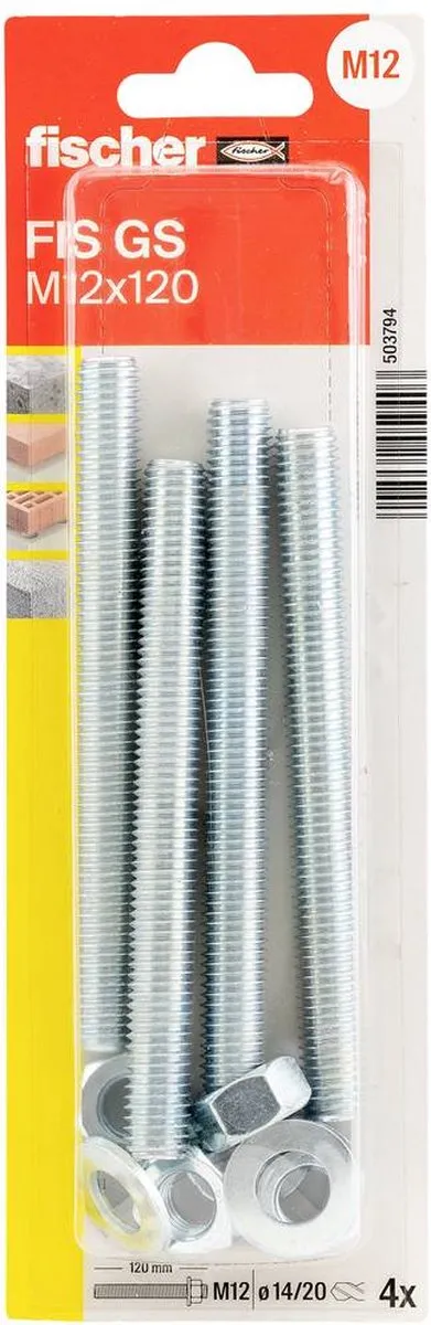 Fischer FIS GS M12 x 120 Schroefdraadanker - 4 Stuks