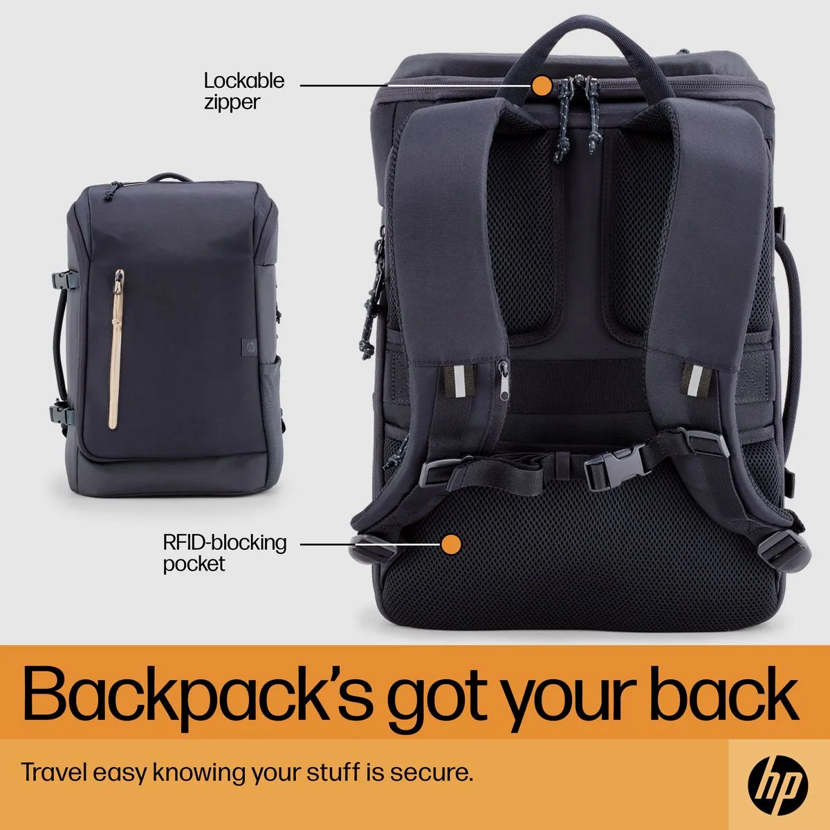 HP Travel 15.6 Laptoptas 25L - 6B8U4AA - Grijs/Blauw - afbeelding 6 van 6