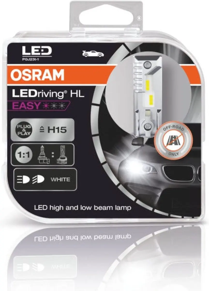 Osram LEDriving HL EASY H15 64176DWESY - 2 Stuks - Zwart