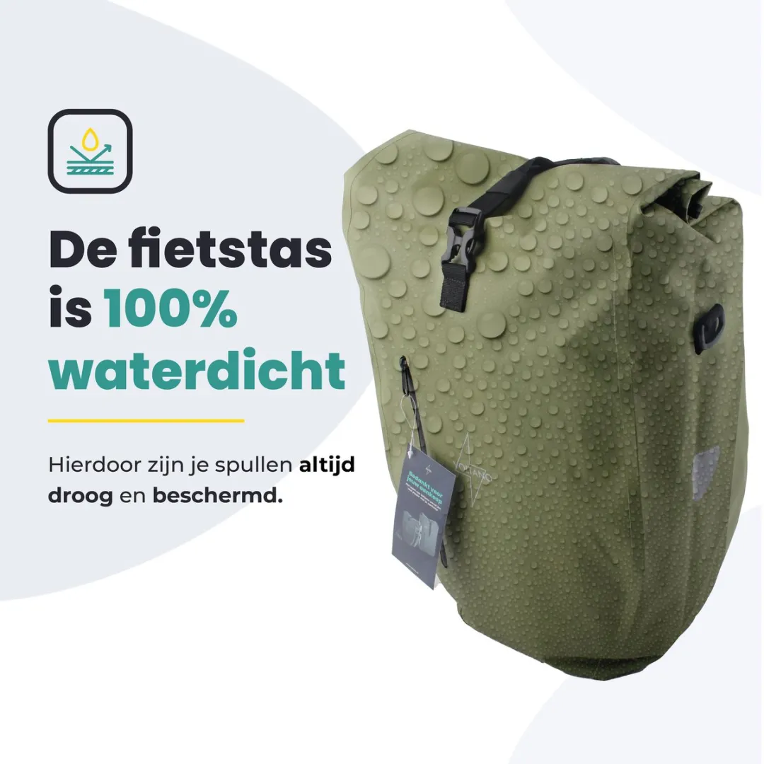 Voltano Luxe Fietstas 28L - Mos Groen - Waterdicht