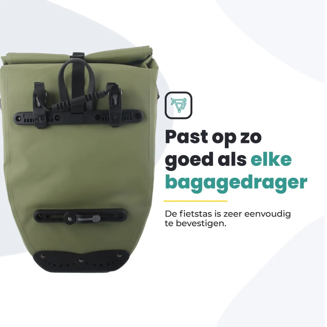 Voltano Luxe Fietstas 28L - Mos Groen - Waterdicht