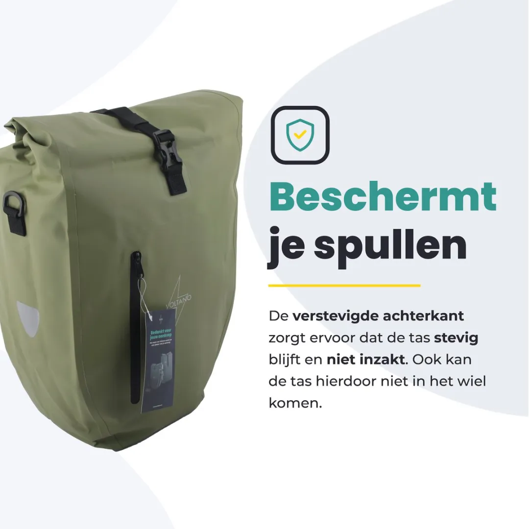 Voltano Luxe Fietstas 28L - Mos Groen - Waterdicht