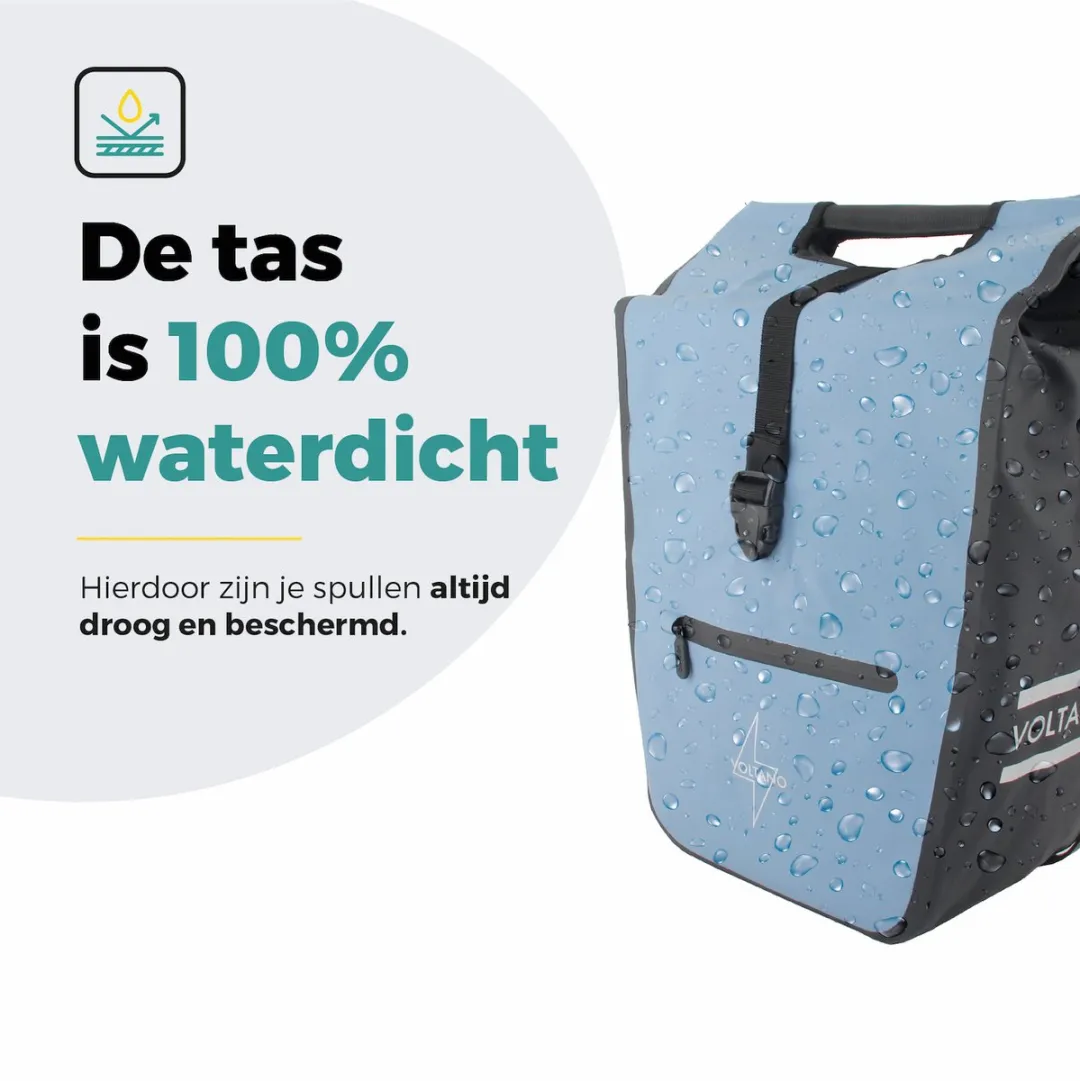 Voltano E-bike Shopper Fietstas Ice Blauw/Zwart 27L