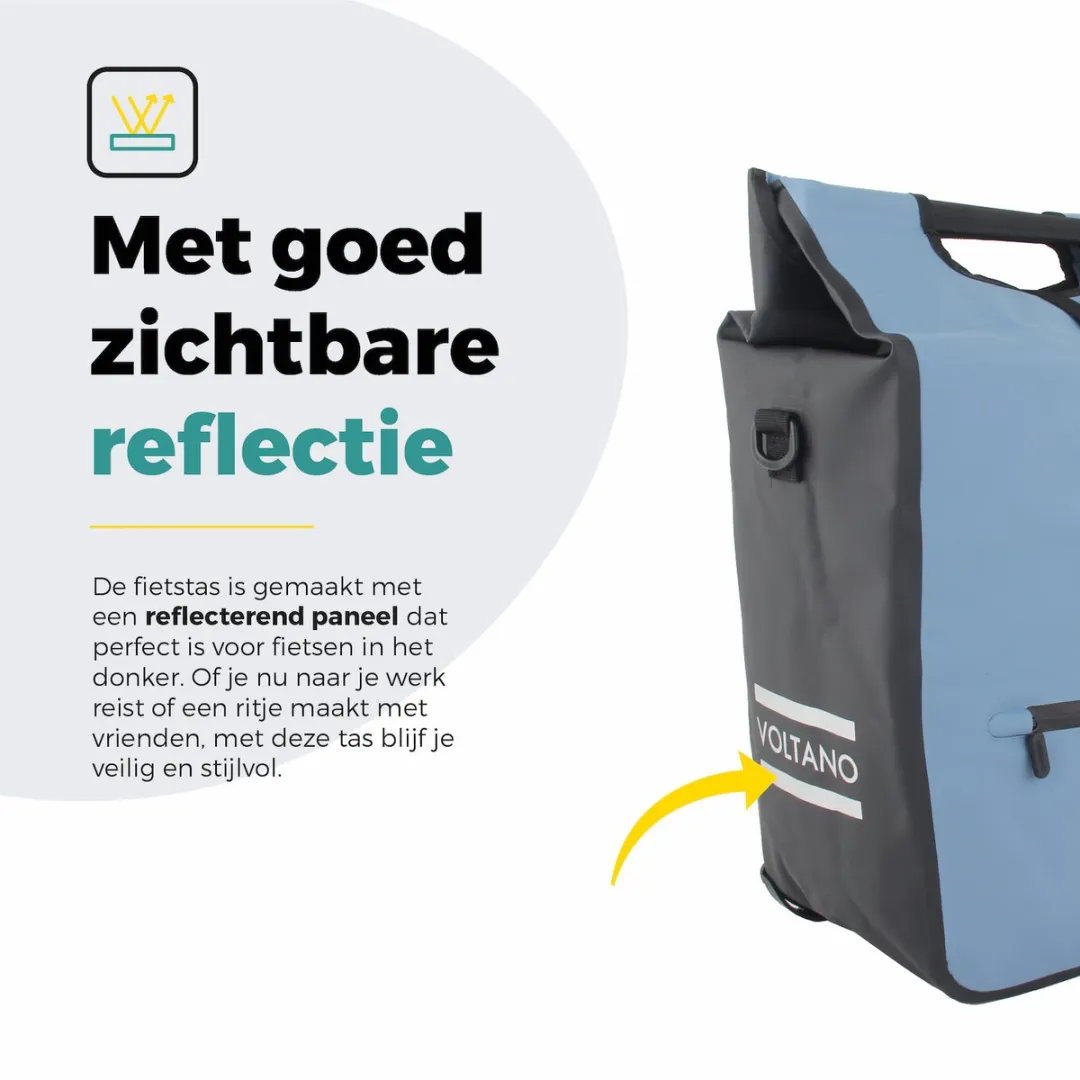 Voltano E-bike Shopper Fietstas Ice Blauw/Zwart 27L