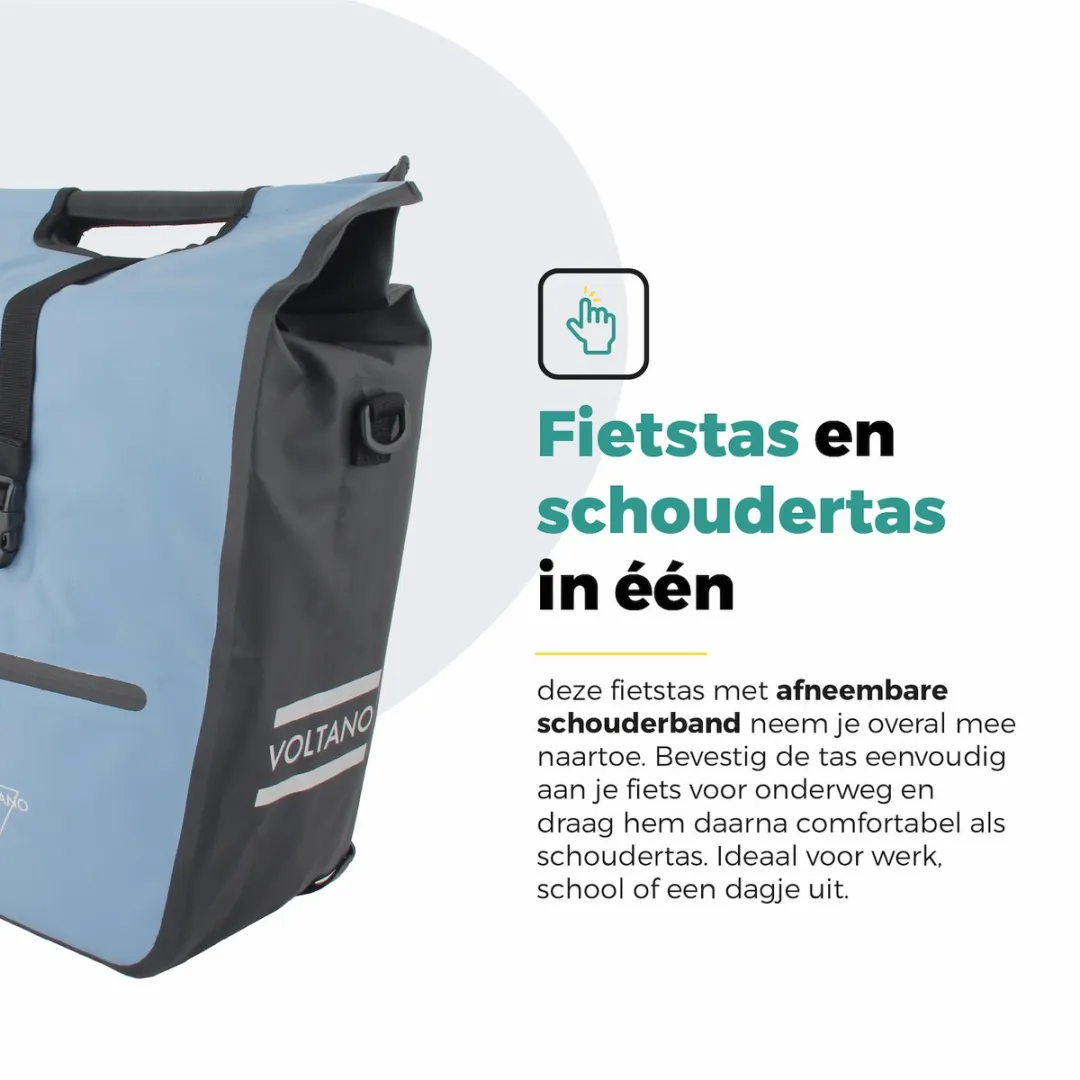Voltano E-bike Shopper Fietstas Ice Blauw/Zwart 27L