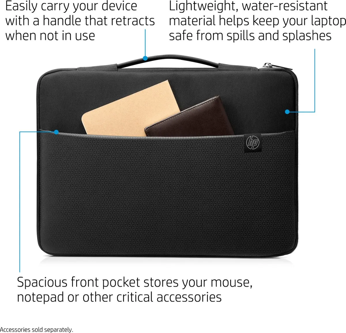 HP 3XD36AA Carry Sleeve - 15.6 inch - Zwart/Zilver
