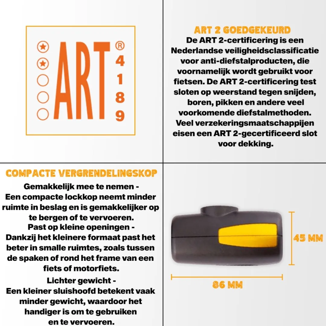VINZ Veymont ART 2 Kettingslot 200cm - Zwart