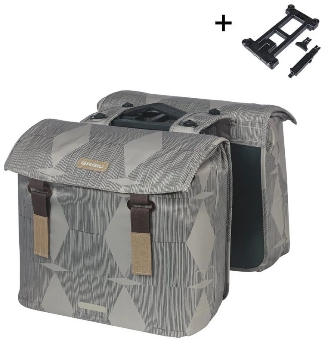 Basil Elegance Dubbele Fietstas MIK 40L - Gerecycled PET - Chateau Taupe
