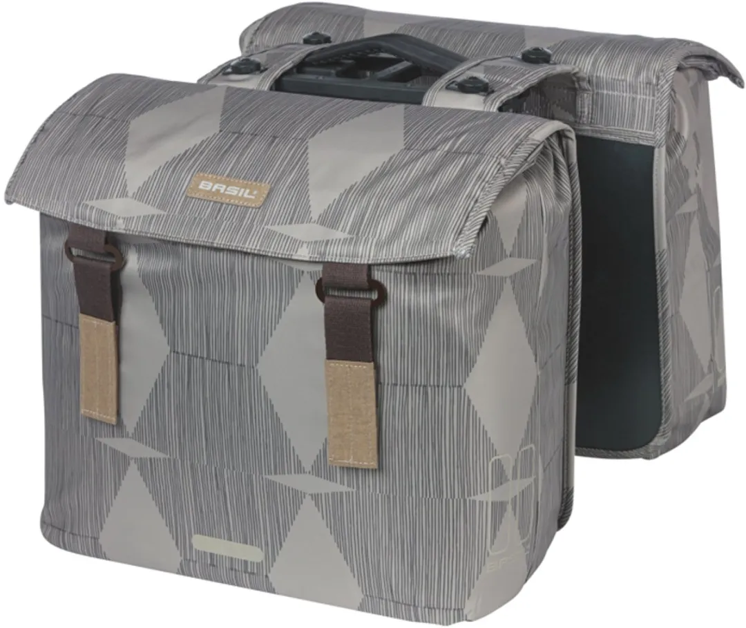 Basil Elegance Dubbele Fietstas MIK 40L - Gerecycled PET - Chateau Taupe