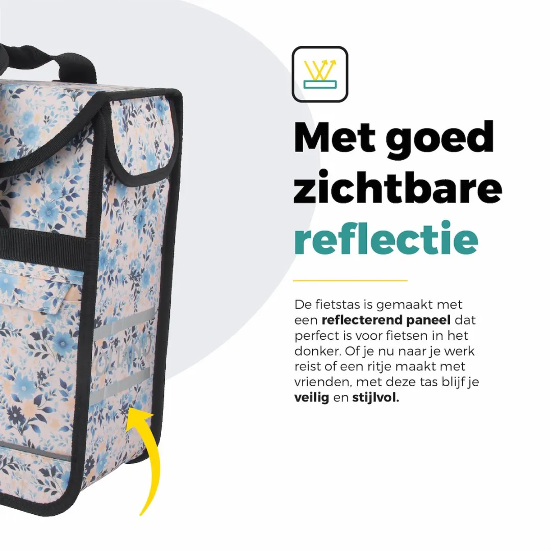 Voltano Enkele Shopper Fietstas 17L - Light Flowers