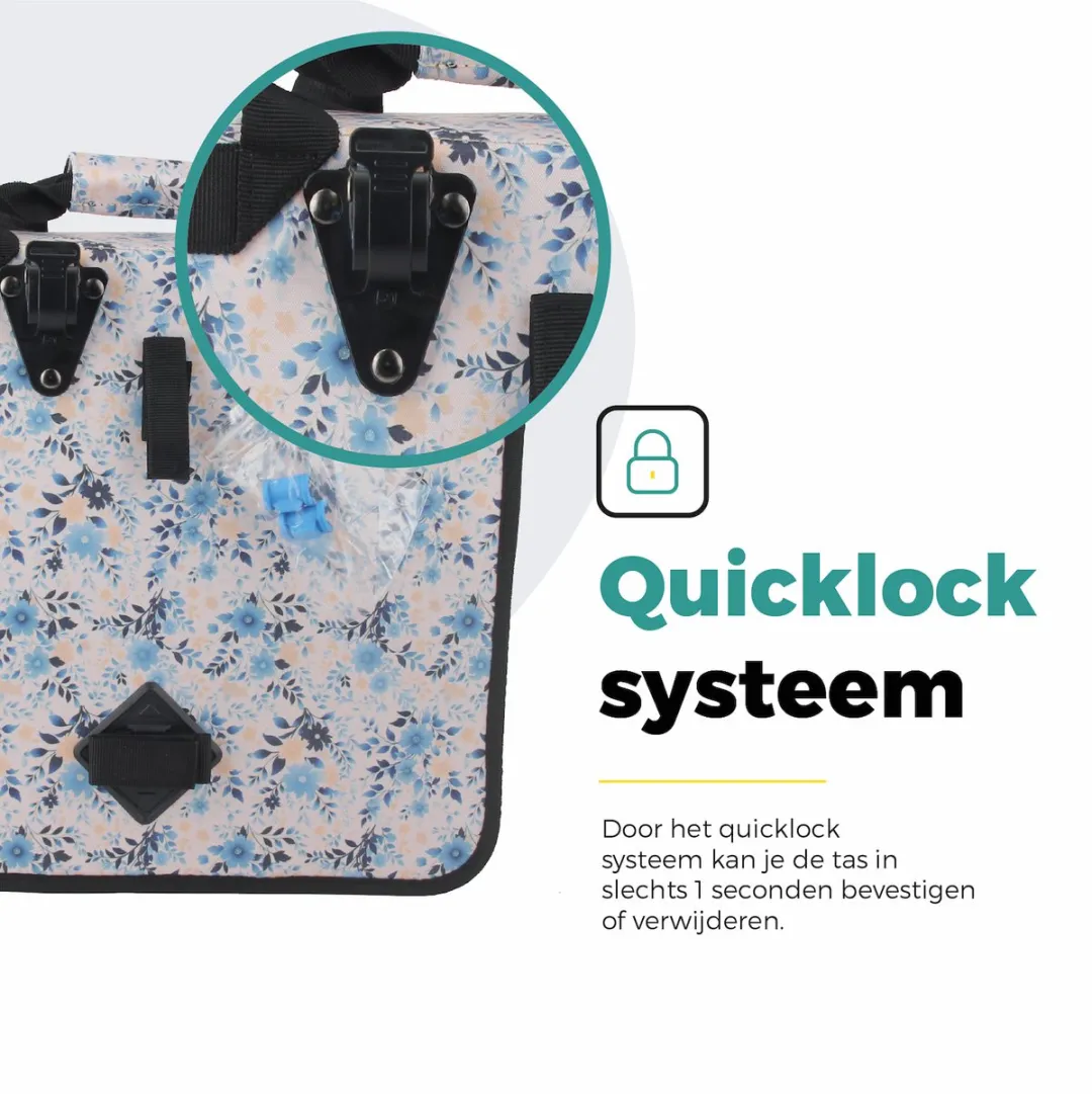 Voltano Enkele Shopper Fietstas 17L - Light Flowers
