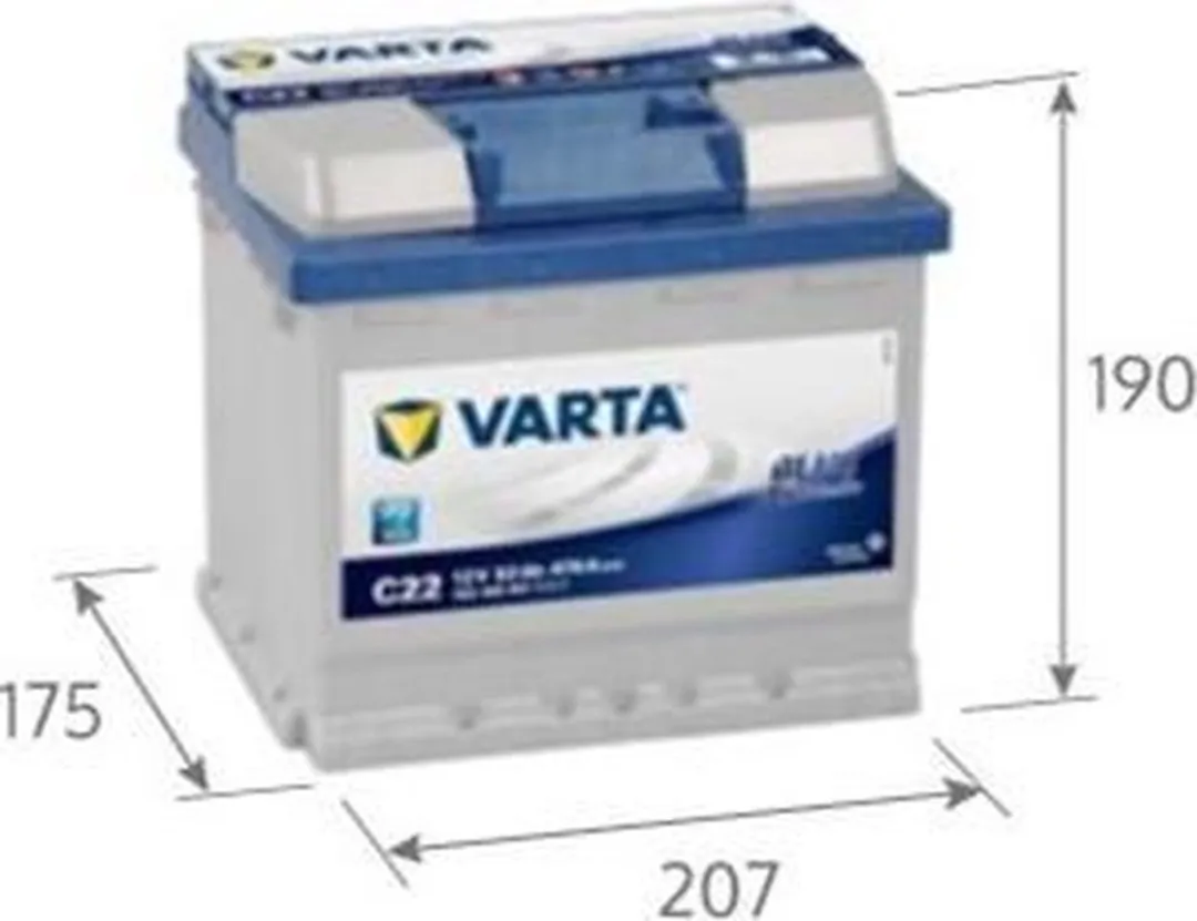 Varta C22 Blue Dynamic 12V 52Ah Accu - Blauw/Grijs