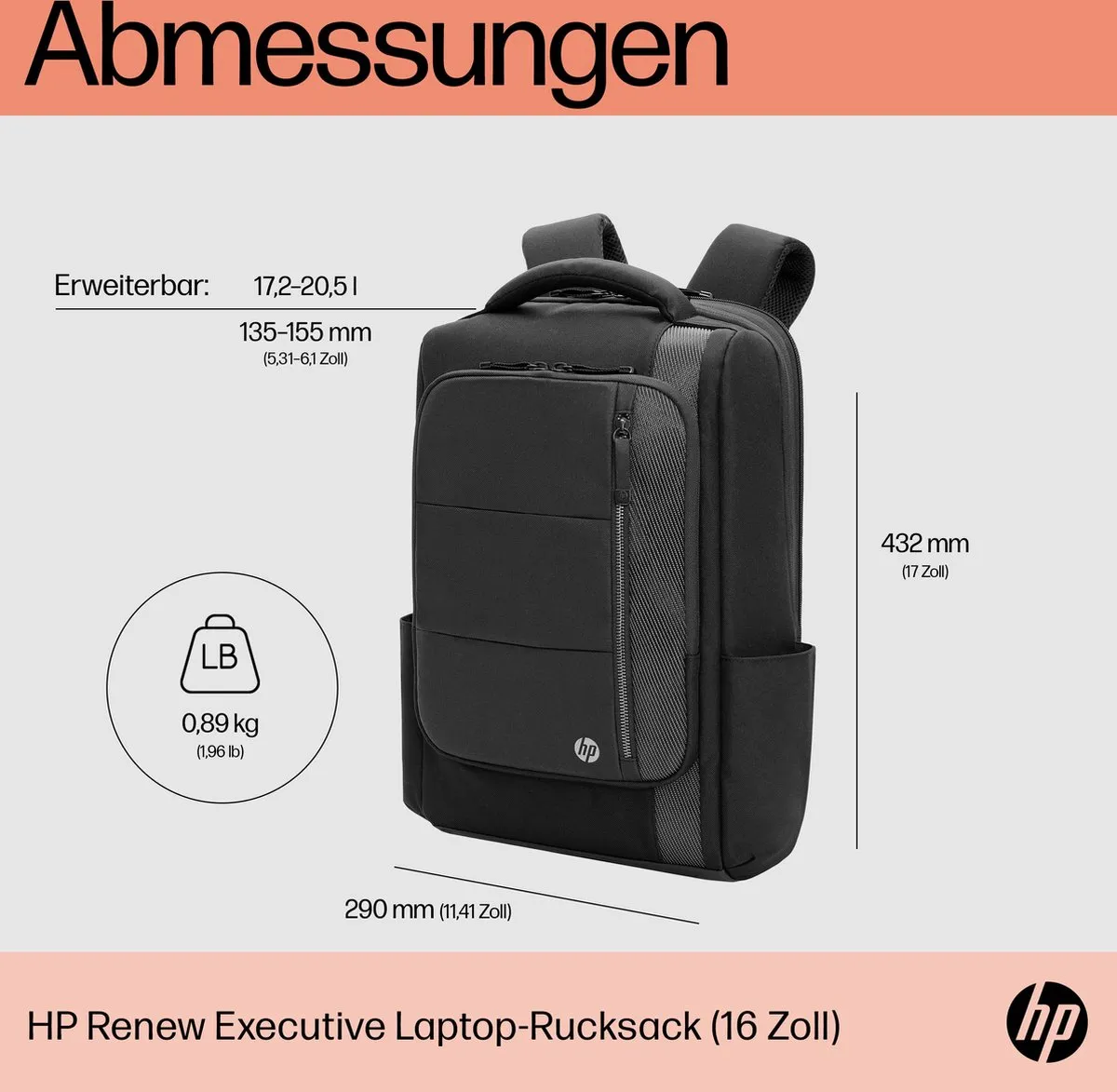 HP Renew Executive 16 inch Laptoprugzak - 16" - Zwart