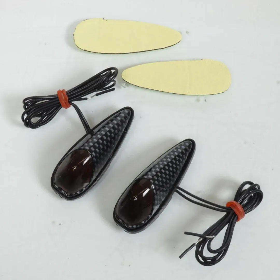 Mini clignotant goute d'eau carbone orange fumé à LED pour moto scooter feu décoratif