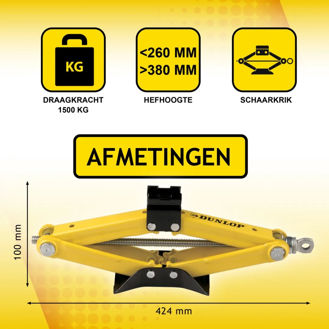 Dunlop Autokrik Mechanisch 1500kg - Geel/Zwart