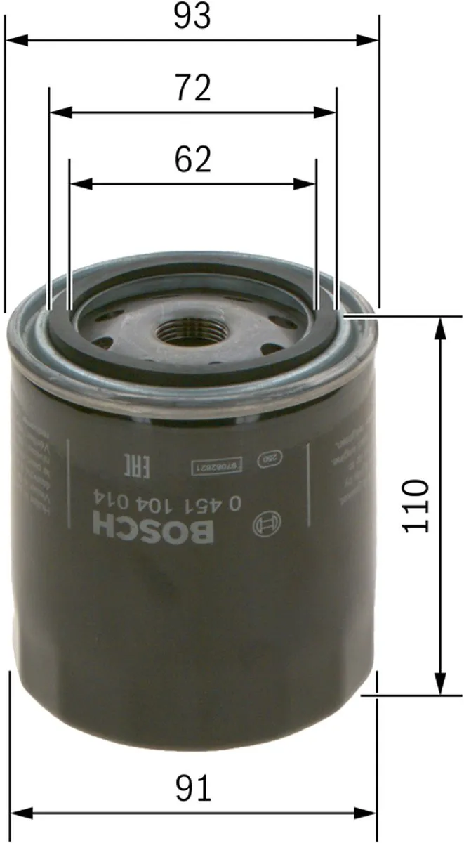 Bosch Oliefilter 0 451 104 014 - Zwart