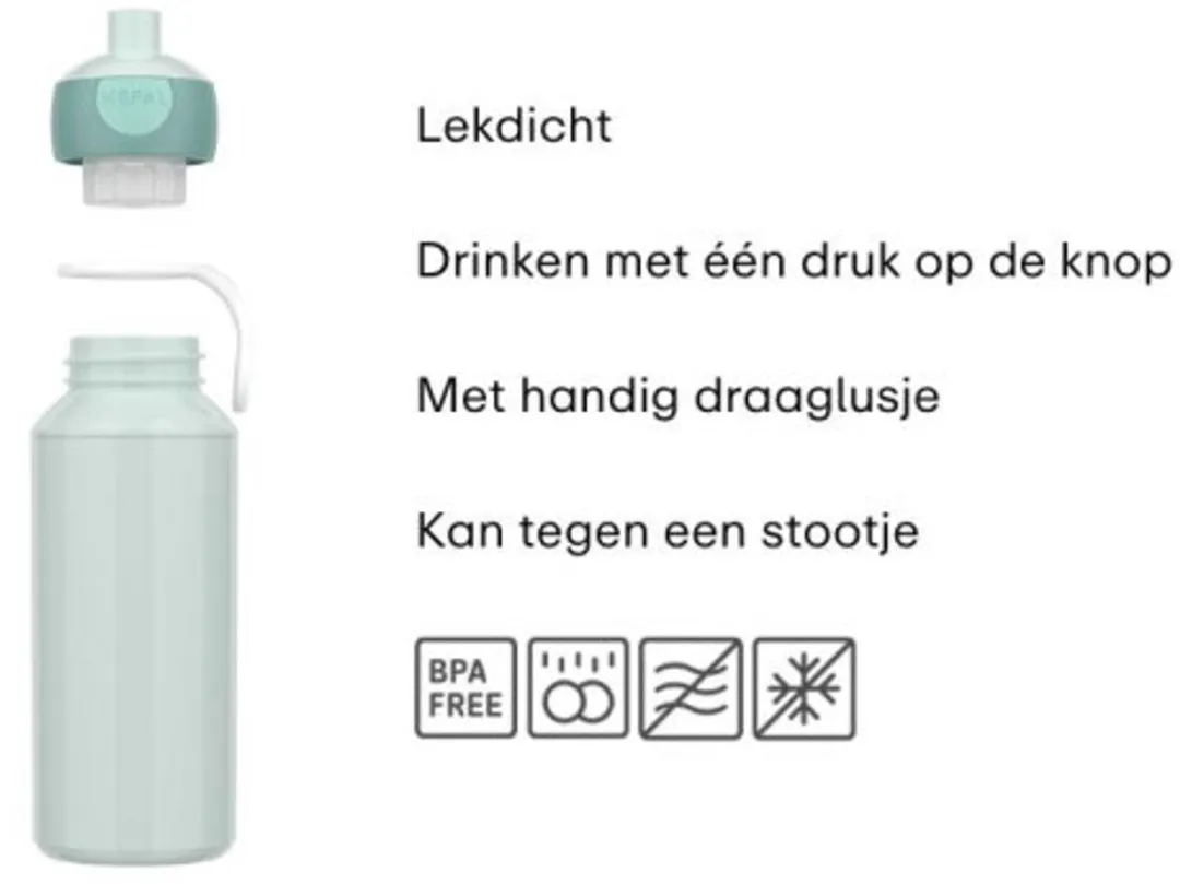 Mepal Pop-up drinkfles Campus - 400 ml - Sluit goed af - Drinkbeker voor kinderen - Princess Power
