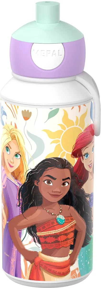 Mepal Pop-up drinkfles Campus - 400 ml - Sluit goed af - Drinkbeker voor kinderen - Princess Power