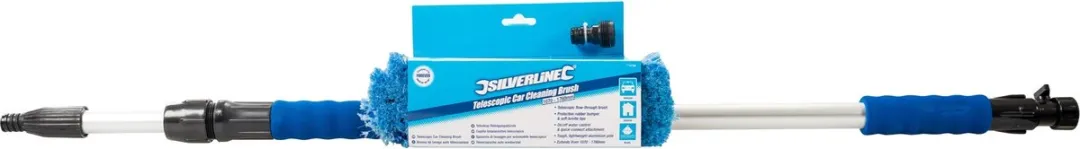 Silverline Telescopische Wasborstel 1,07-1,76m - Blauw/Zilver/Zwart