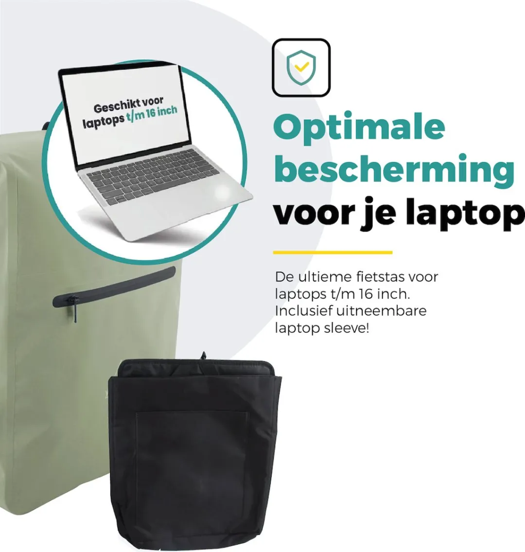 Voltano Luxe Fietstas 28L Rugtas - Mint Groen