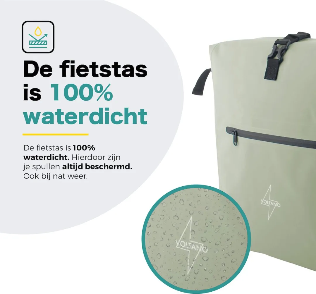Voltano Luxe Fietstas 28L Rugtas - Mint Groen